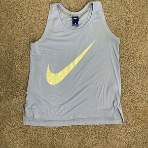 Nike Blue Tank Top with Yellow Swoosh